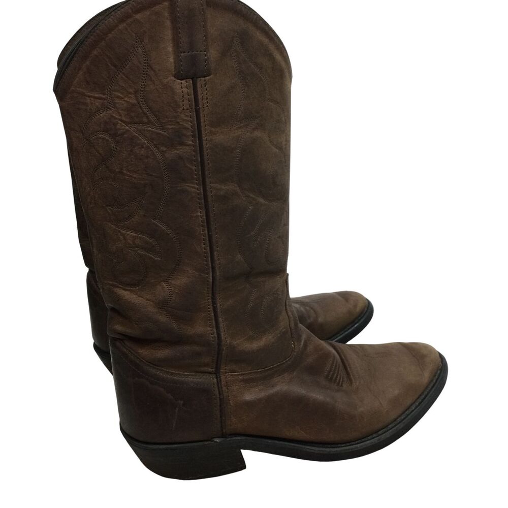 Old West Mens Leather Mid-Calf Western Boots Brown TBM3051 Size 8 D